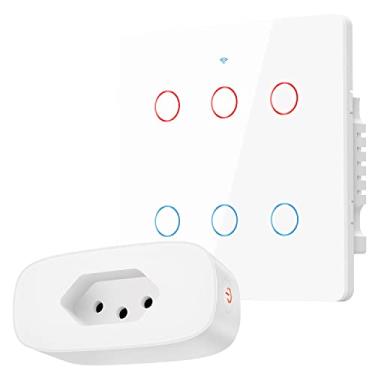 Imagem de Kit Casa Inteligente, 2 Itens, 1 Tomada Inteligente 16A WiFi, 1 Interruptor Inteligente 4x4 Wi-Fi 6 botões – Compatível com Alexa