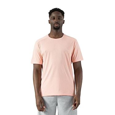 Imagem de Camisetas masculinas casuais de manga curta, gola redonda, plus size, seda gelada, leve, pulôver top blusa de verão, rosa, G (170
