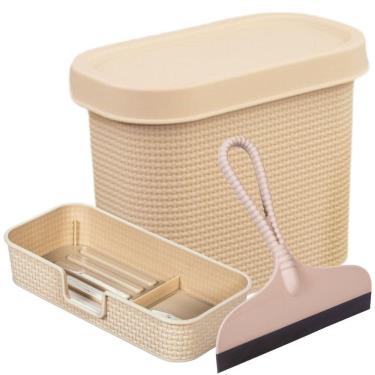 Imagem de Kit para Pia Lixeira 3,3 litros, porta detergente/esponja e rodinho Tear Plasutil