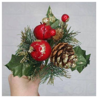 Imagem de Kit 4 Ramos Maçã Decoração De Natal Artificial Com Brilho 16cm