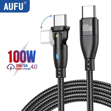Imagem de AUFU 100W USB C Para USB Tipo C Cabo USBC PD Rápido Carregamento Carregador Cabo de Dados USB-C 5A