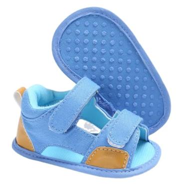 Imagem de Sapatos para bebês recém-nascidos, sapatos clássicos de lona macia, sapatos de caminhada respiráveis, sapatos casuais de verão para praia, Azul claro, 12 Months Toddler
