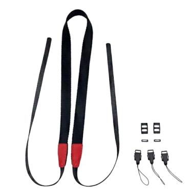 Imagem de BORGBAR SLR Alça de câmera micro única, alça transversal ajustável simples de tecido de algodão, Preto e vermelho, Adjustable
