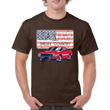Imagem de Camiseta masculina Shelby Country 1962 GT500 American Racing USA Made Mustang Cobra GT Performance Powered by Ford, Marrom, 4G