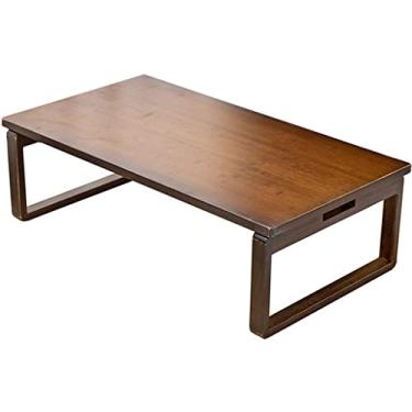 Imagem de Mesa de janela flutuante tatami dobrável mesa de centro pequena mesa de cabeceira baixa quarto comer sobremesa (cor: marrom1, tamanho: 80 * 50 * 31 cm) (marrom1 60 * 40 * 26 cm)