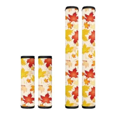 Imagem de Mintulipy Conjunto de 4 capas de maçanetas de porta de geladeira Keep Your Fridge Micro-ondas Fogão ou Lava-louças de Ação de Graças Folha de bordo Capas de maçaneta de porta para fornos de geladeira