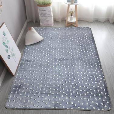 Imagem de Gefosin Tapete luminoso que brilha no escuro 0.6 x 1.2 m para quarto, sala de estar, tapetes exclusivos macios laváveis modernos para decoração de casa de dormitório, estrela cinza