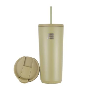 Imagem de Cubitt Caneca de viagem de 590 ml de aço inoxidável com parede dupla isolada a vácuo com 2 tampas, canudo e café, adequada para porta-copos, perfeita para bebidas quentes e frias