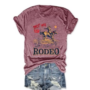 Imagem de Camiseta feminina Not My First Rodeo Vintage Western Cowgirls manga curta, rosa, M