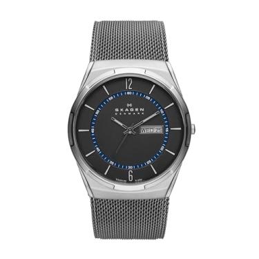 Imagem de Skagen Relógio masculino Sundby Quartz analógico de aço inoxidável e malha, Malha de aço cinza e azul, Melbye & Sundby
