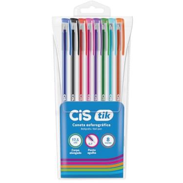 Imagem de CIS TIK Caneta Esferografica - 0.7 mm - Estojo com 8 Cores Sortidas