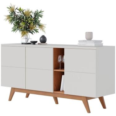Imagem de Buffet Bancada 3 Portas 160 Cm Noronha Off White Matte Freijo Clb Off White Matte Freijo