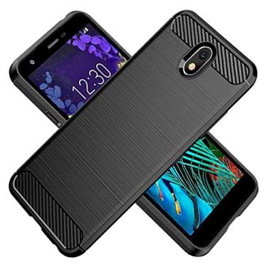 Imagem de Koarwvc Capa de telefone para LG K30 2019 (não serve para K30 2018)/Neon Plus/Escape Plus/LG Arena 2 LM-X320 Capa traseira de fibra de carbono à prova de choque robusta proteção antiarranhões TPU