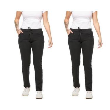 Imagem de Kit com 02 Calças de Moletom Feminino Slim Skinny Sport Casual F1-Feminino