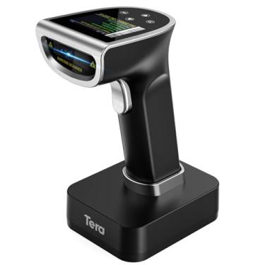 Imagem de Tera Scanner de código de barras sem fio com tela: Versão Pro 1D 2D QR com teclado de configuração digital, suporte de carregamento funciona com leitor de código de barras sem fio Bluetooth 2.4G