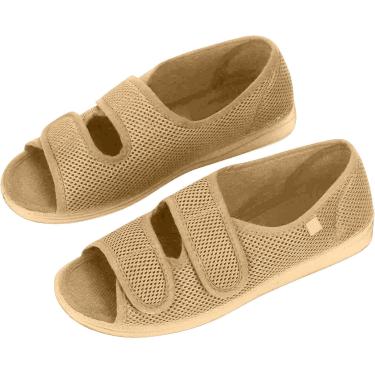 Imagem de Chinelos femininos para pés inchados, sapatos ortopédicos ajustáveis, sapatos confortáveis ​​para idosos, calçados cirúrgicos para diabéticos, sandálias antiderrapantes com dedo aberto para