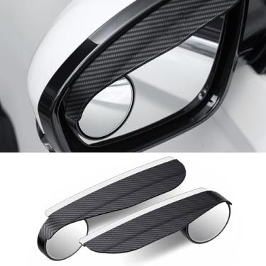 Imagem de ZBGUN 2 peças espelho de ponto cego retrovisor de carro, proteção reflexiva dois em um desvio de poeira de água da chuva, espelho auxiliar ajustável de 360 graus, acessórios universais para carros