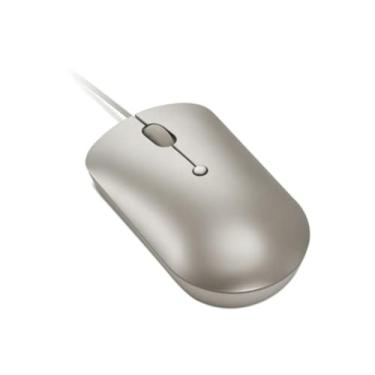 Imagem de Lenovo Mouse de computador com conexão USB-C 540 com fio para PC, laptop, computador com Windows ou Chrome OS - design ambidestro - 4 botões - tamanho compacto - areia