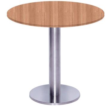 Imagem de Mesa Beta Big Inox 75 cm (Alt) Disco Redondo Tampo MDP Redondo 60 cm (Larg) x 2,50 cm (Alt) Noce Naturalle