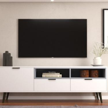 Imagem de Rack 150 Cm Largura 3 Portas Lisboa Branco/Cinza