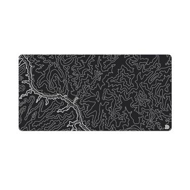 Imagem de Deskr Black Topograph Canyon Tapete de mesa completo XXL para jogos Tapete de mesa gamer com bordas costuradas 5 mm de espessura antiderrapante borracha resistente à água Laptop Mouse de computador