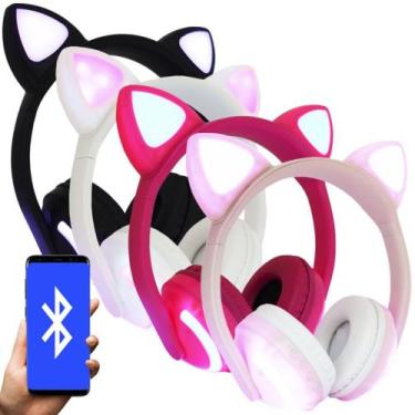 Imagem de Fone De Ouvido Led Orelha Gatinho Sem Fio Bluetooth Wireless (Branco) 