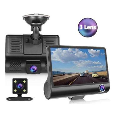 Imagem de Câmera Veicular Frente Interno E Ré Fullhd Dvr Espaço Pra Memória 32g 