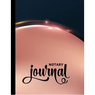 Imagem de Notary Journal: 8.5x11 Large Notarial Logbook/With 200 Numbered Pages - Two Record Logs Per Page / 400 Records/Ledger Book Gift For Signing Agents/Rose Gold 3D Curve Art on Black
