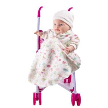 Imagem de Kit Boneca Rose Ring Rosa Com Sons de Bebê e Carrinho Baby - DM Toys e