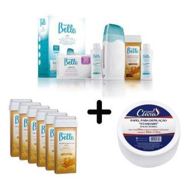 Imagem de Kit Depilação + 6 Ceras Refil Depil Bella + Papel Perlon
