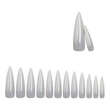 Imagem de Kit Unha Postiça Modelo Stiletto Leitosa Tips C/100 Unidades - Sou Mai