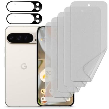 Imagem de [5+2] 5 películas protetoras de tela de TPU antirreflexo (fosco) + 2 protetores de lente compatíveis com Google Pixel 9 Pro XL 5G 2024, fácil de instalar, resistente a arranhões [ajuste perfeito para