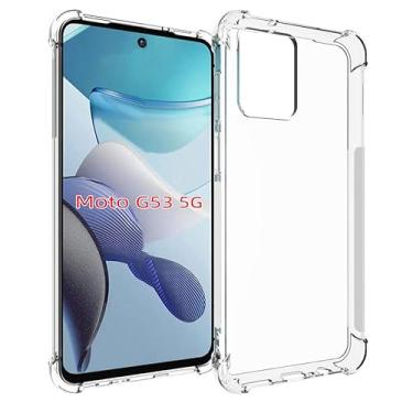 Imagem de USTIYA Capa para Motorola Moto G53 Uso Resistente, Bumper Absorção Choques em TPU Transparente Protector Câmera Espessamento nas Quatro Pontas da Carcasa