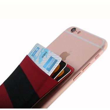 Imagem de CaseArtPlus Carteira com suporte seguro para cartão de crédito [alça de banda] Suporte discreto para identidade Lycra Elastano Capas para cartões para smartphones, iPhone 6, Samsung Galaxy 3M Adesivo