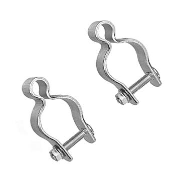 Imagem de 2 pacotes de 1-5/8" com dobradiça de porta de aço galvanizado/dobradiça de porta de tubulação folheada a zinco para poste/tubo de diâmetro externo 1-5/8, porca/parafuso incluído para dobradiça