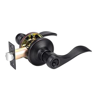 Imagem de Fechadura de porta de entrada com chave, bronze polido a óleo, fechadura de porta de entrada para destros/canhotos, ferragens para cama/banheira/porta da frente, ferragens internas e externas