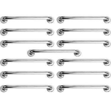 Imagem de Barra Alça Apoio 50cm Aço Inox Kit 13 Uni Segurança Gestante Cadeirante PCD Idoso Escada Corrimao