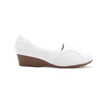 Imagem de Sapato Modare Anabela 7014229 Napa Joanete Feminino, 35, Branco
