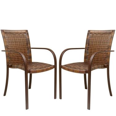 Imagem de 2 Cadeiras Ascoli Argila, Alumínio Pintura Eletrostática Marrom