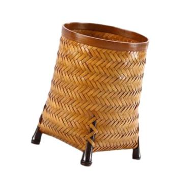 Imagem de Cesta tecida à mão, organizador de acessórios de mesa, suporte de armazenamento de bambu, organizador de utensílios de chá, suporte para caneta para