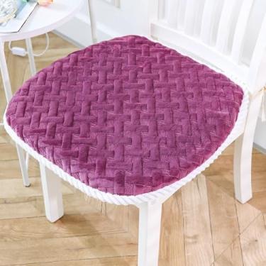 Imagem de PENGKTXXY Almofada de assento adornada confortável de cor sólida, durável, espessa, antiderrapante, almofada de cadeira respirável para quatro estações, para cadeira de escritório, cadeiras de jantar