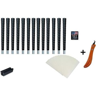 Imagem de Kit de aderência para golfe Tacki-Mac tamanho jumbo Pro Wrap + lâmina de gancho utilitário (13 aderências, fita adesiva, grampo, lâmina de gancho de remoção de aderência, instruções)