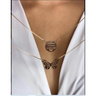 Imagem de Colar Corrente Escapulário Borboleta Das Minhas Cicatrizes Nasceram As