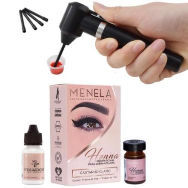 Imagem de Henna Com Fixador Menela Sobrancelha + Mini Mixer Misturador - Trattim