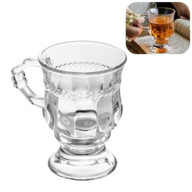 Imagem de Taça Para Cappuccino Café Com alça E Pé De Cristal Diamante 142ml - LY
