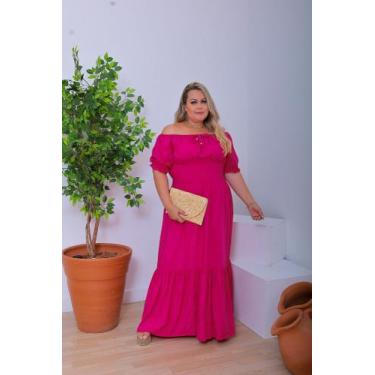 Imagem de Vestido Longo Plus Size Feminino Ajustável ao corpo efeito modela cint