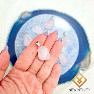 Imagem de Pingente de Pedra Quartzo Rosa rolada cristal Natural - New Infinity