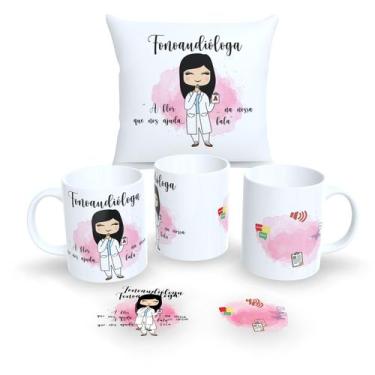 Imagem de Kit Com Almofada 30x30cm e Caneca de Porcelana Profissões Fofas - Esta
