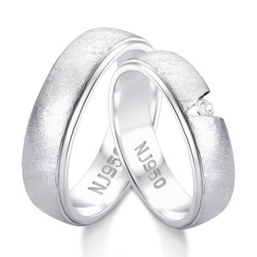 Imagem de Par de Aliança em Prata 950 AL111 - Natalia Joias