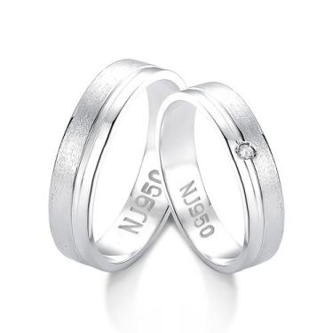 Imagem de Par de Aliança em Prata 950 AL113 - Natalia Joias